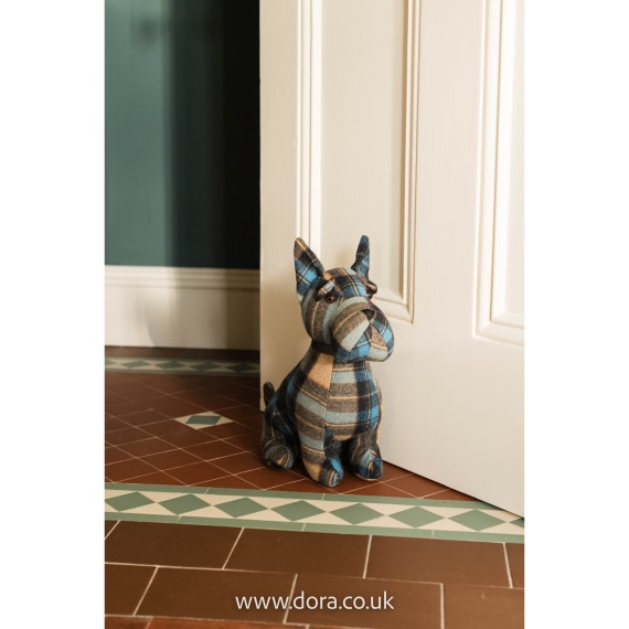 Adorable Plaid Scottie Weighted Dora Doorstop