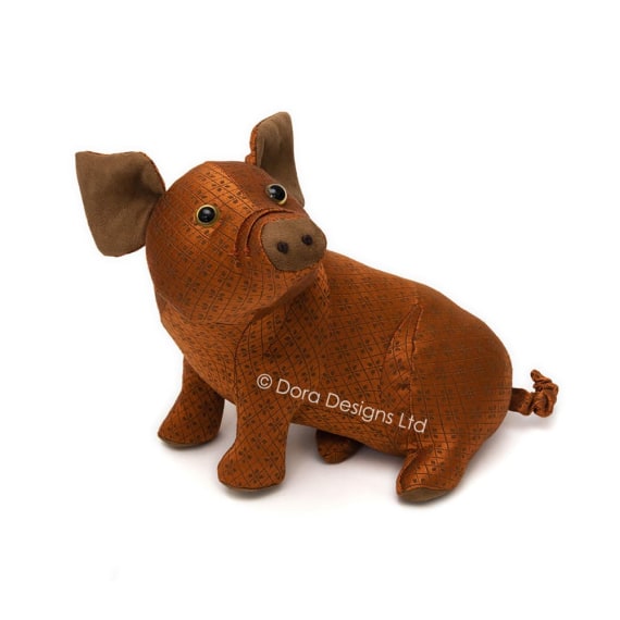 Rusty Orange Pig Weighted Doorstop by Dora Designs