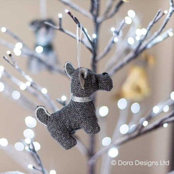 Silver Christmas Doggie Decorations by Dora