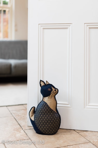 Chloe Cat Fabric Doorstop by Dora Designs