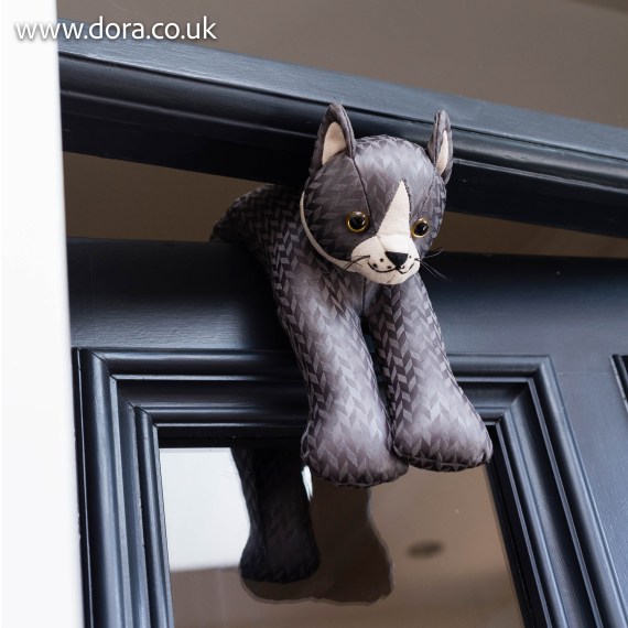 Grey Cat Door Muffler by Dora Designs