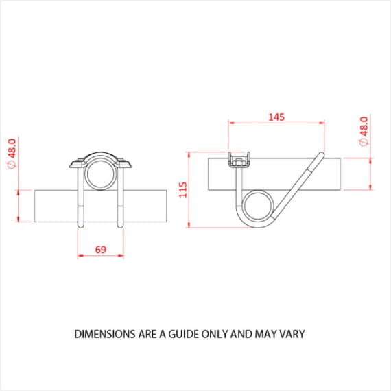 Doughty T25150 48mm Tube Clip Crossover Joint Doughty T25150 48mm Tube Clip Crossover Joint