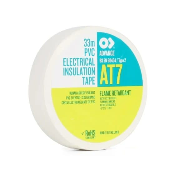 Advance  103836  AT7 PVC Tape 12mm x 33m White Stage Electrics Advance  103836  AT7 PVC Tape 12mm x 33m White Stage Electrics