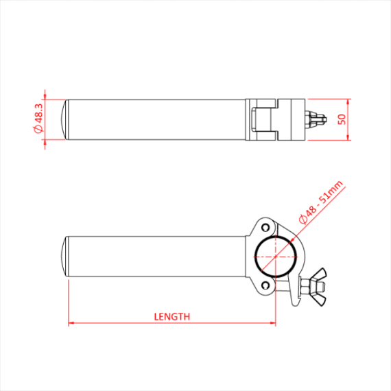 Doughty T57315 De-Rig Aluminium 50mm Boom Arm Dimension Stage Electrics Doughty T57315 De-Rig Aluminium 50mm Boom Arm Dimension Stage Electrics