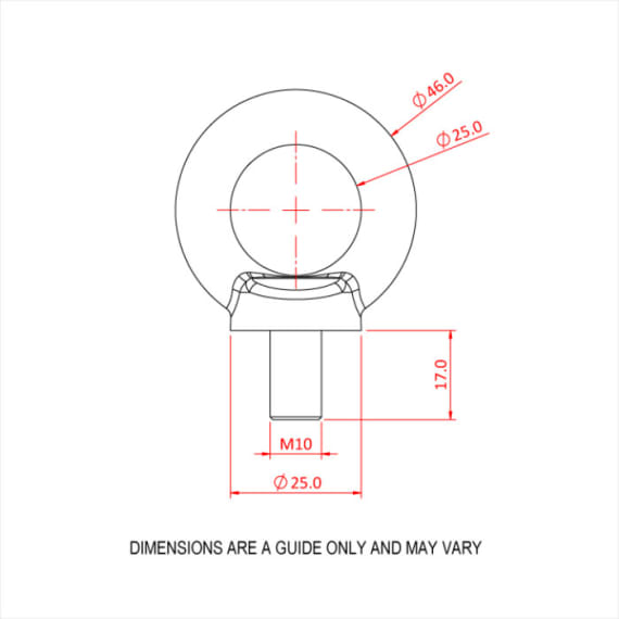 Doughty T39802 M10 Eye Bolt 18mm 230Kg 25mm Eye Stage Electrics Doughty T39802 M10 Eye Bolt 18mm 230Kg 25mm Eye Stage Electrics