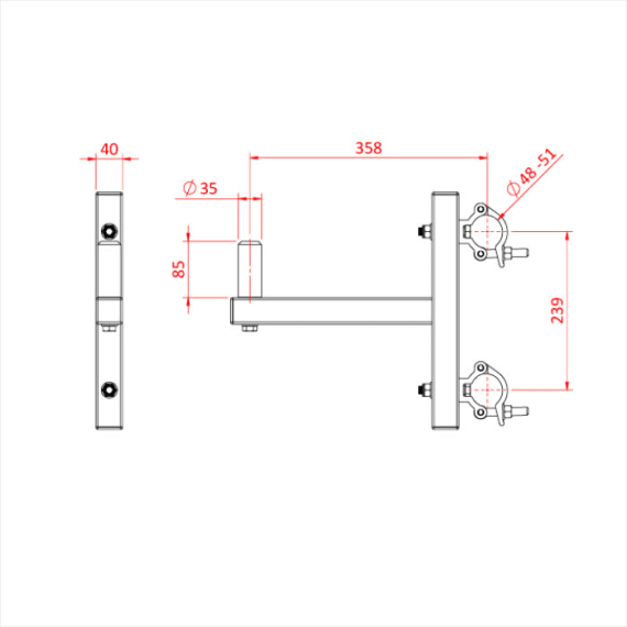 Doughty T70005 Fixed Speaker Bracket for Truss Black Dimensions Stage Electrics Doughty T70005 Fixed Speaker Bracket for Truss Black Dimensions Stage Electrics
