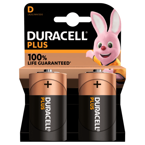 Duracell MN-1300B2PLUS 2 x "D" Plus Batteries - 1.5V