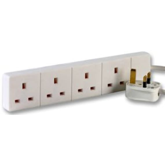 Pro-Elec 9988-2M 13A 4way Extension Socket + Plug - Lead 2m - White