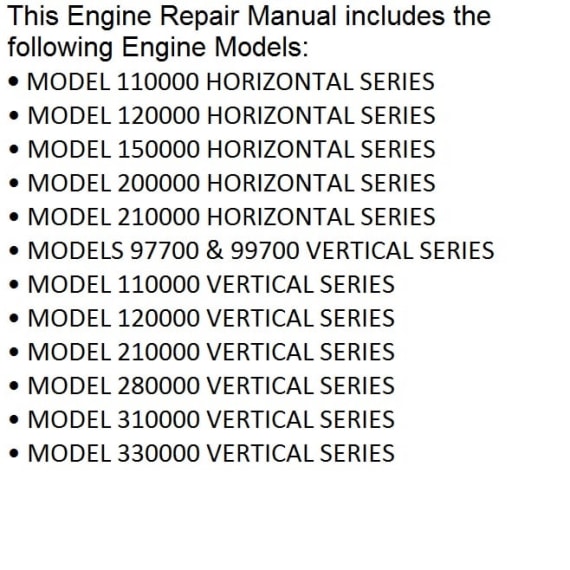 Briggs and Stratton Rep Man- Single Cyl Ohv