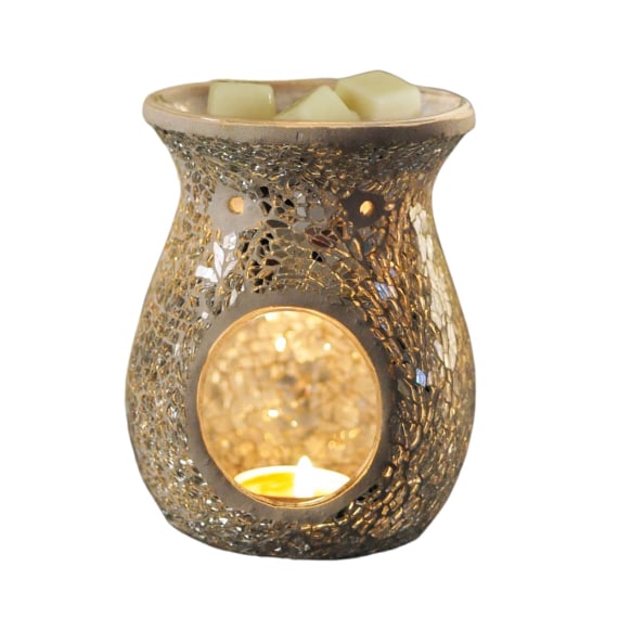 Silver Crackle Tealight Burner