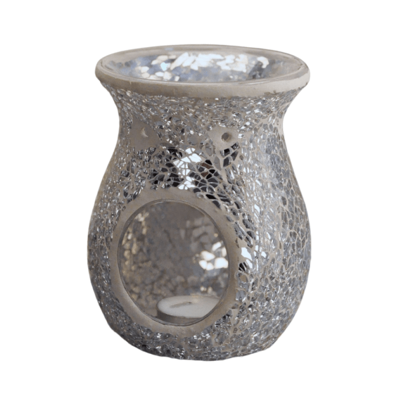 Silver Crackle Tealight Burner