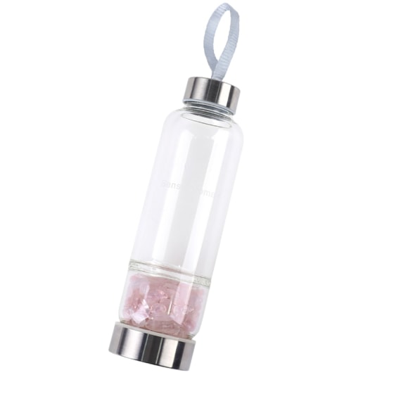 Layered Rose Quartz Crystal Water Bottle