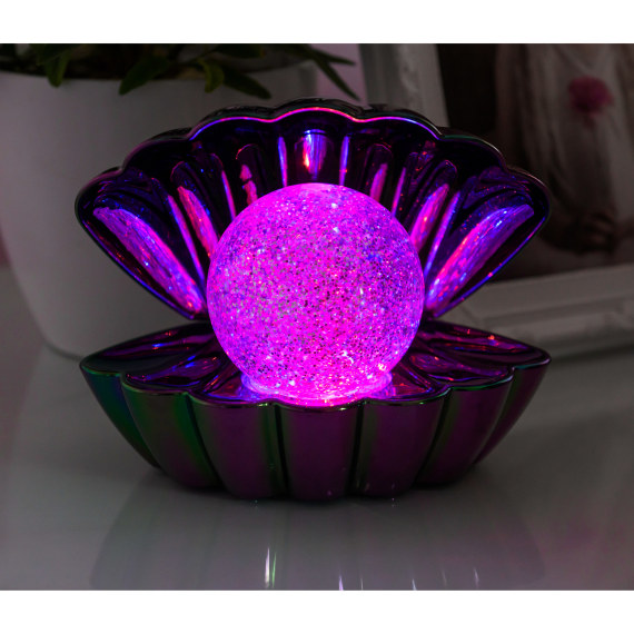 Black Pearl - Colour LED Clam wt Glitter Pearl