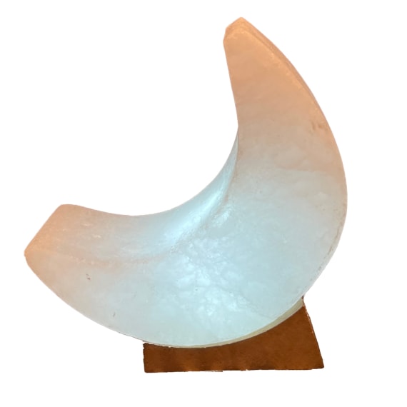 White Crescent LED Salt Lamp wt USB