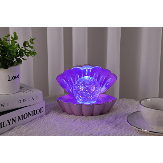 Lilac Pearl - Colour LED Clam wt Glitter Pearl