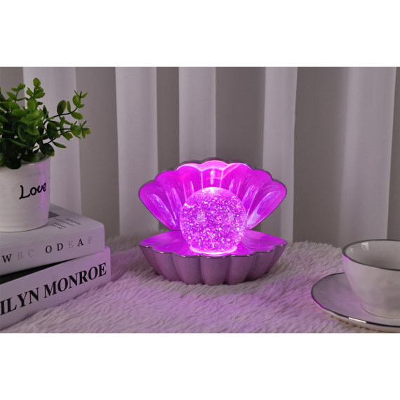 Lilac Pearl - Colour LED Clam wt Glitter Pearl