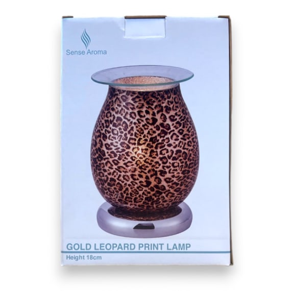 Leopard Print Lamp Gold wt Silver Base