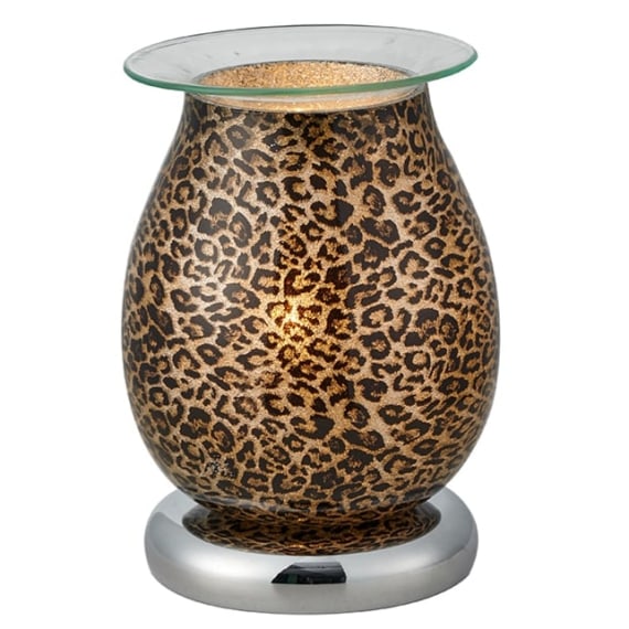 Leopard Print Lamp Gold wt Silver Base