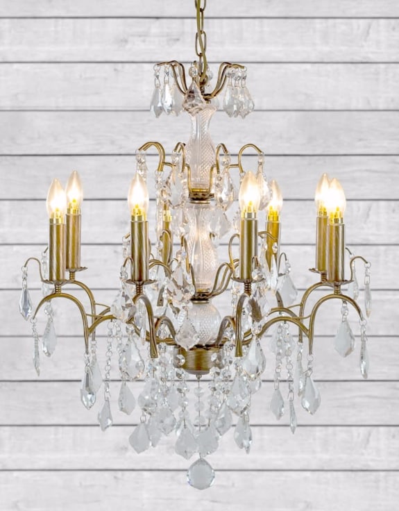 Large Gold 8 Branch French Chandelier