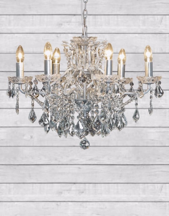 6 Branch Silver Leaf Shallow Chandelier