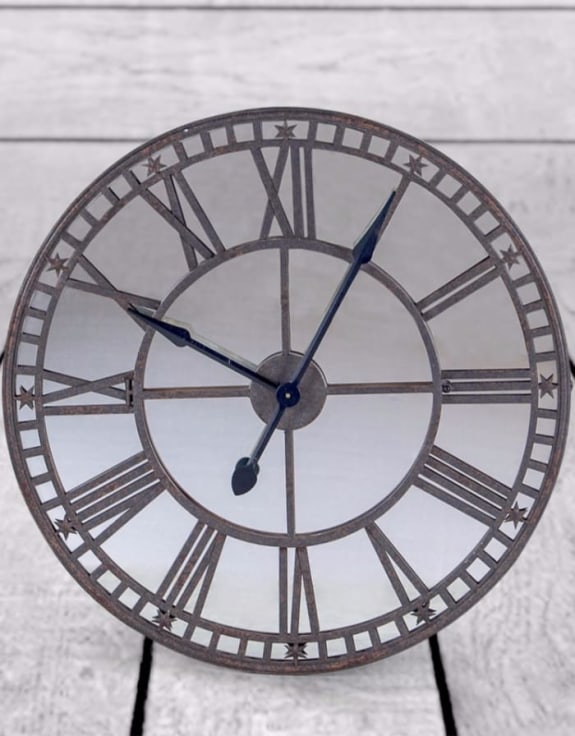 Large Antiqued Clock with Mirror Face