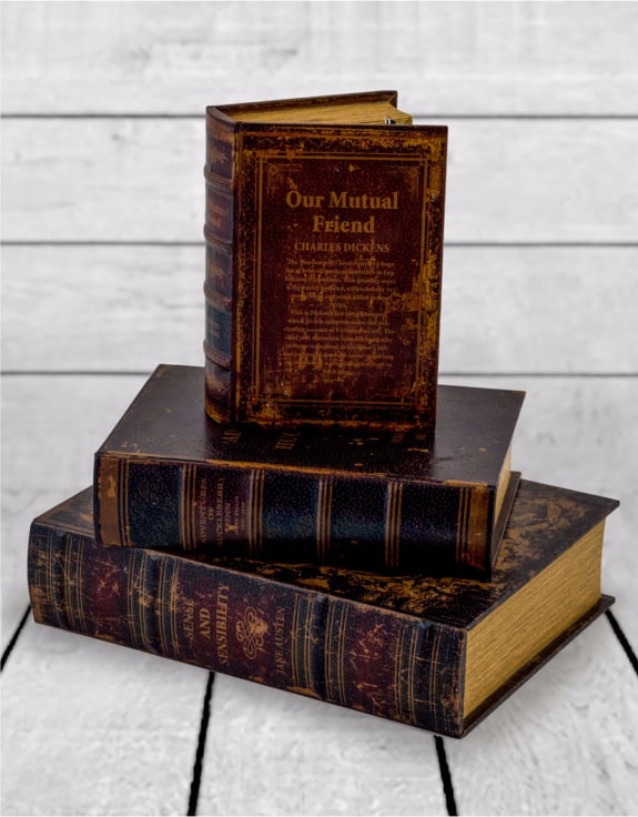 Antique Book Set of 3 Storage Boxes (Collection 6)