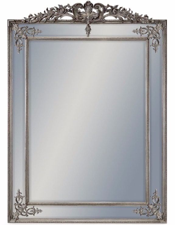 Large Silver French Mirror with Crest