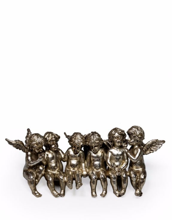 Antique Silver Sitting Angels Shelf Decoration