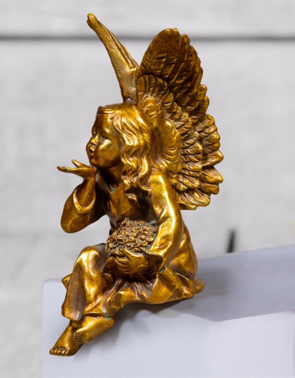 Antique Gold Sitting Angel Figure