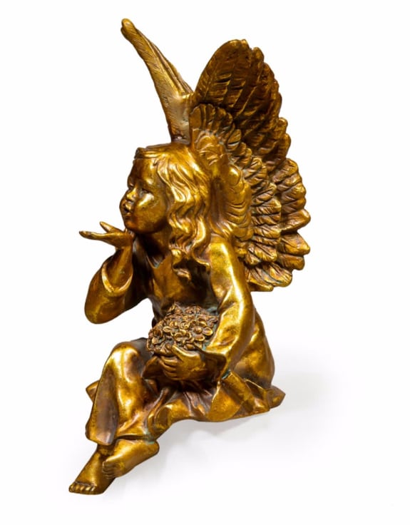 Antique Gold Sitting Angel Figure