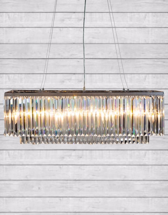 Chrome Prism Drop Rectangular Cascade Chandelier