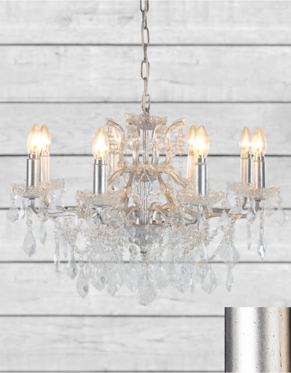 Medium 8 Branch Silver Leaf Shallow Chandelier