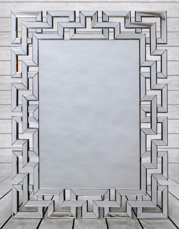 Large Rectangular "Grecian Key" Venetian Mirror