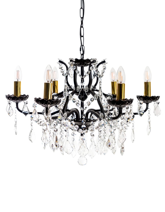 6 Branch Matt Black Shallow Chandelier