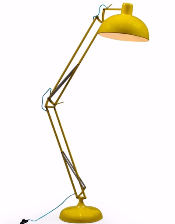 Yellow Extra Large Classic Desk Style Floor Lamp (Blue Fabric Flex)