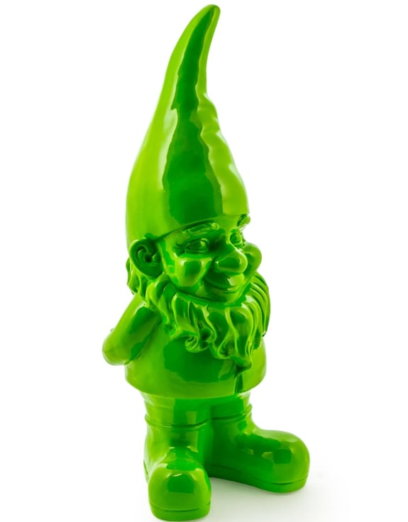 Giant Bright Green Standing Gnome Figure