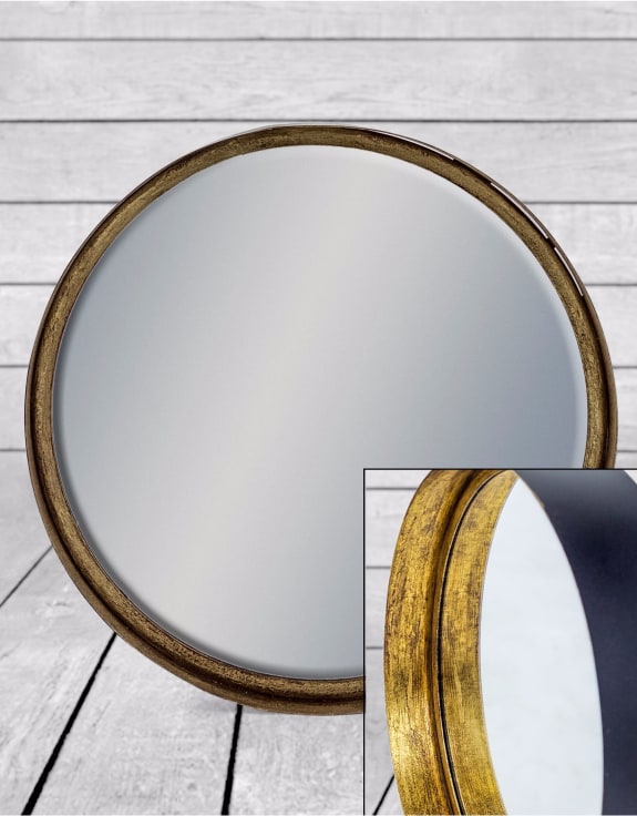 Large Black and Bronze Deep Framed Cylinder Mirror