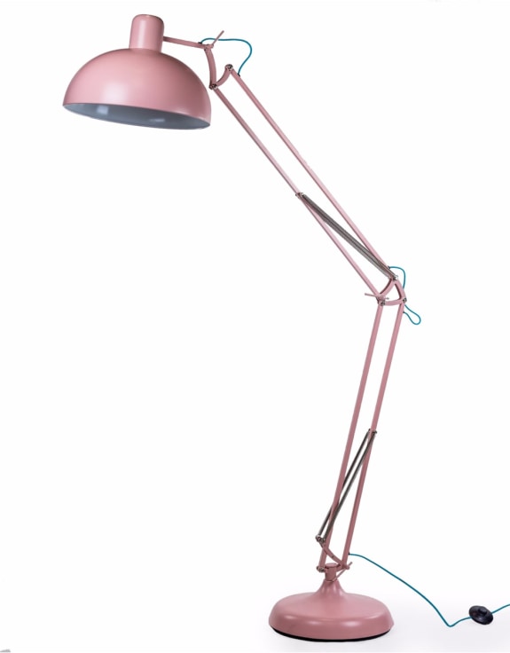 Matt Pink Extra Large Classic Desk Style Floor Lamp (Blue Flex)