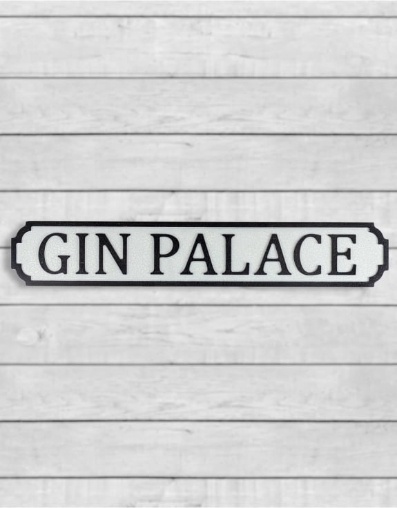 Antiqued Wooden "Gin Palace" Road Sign