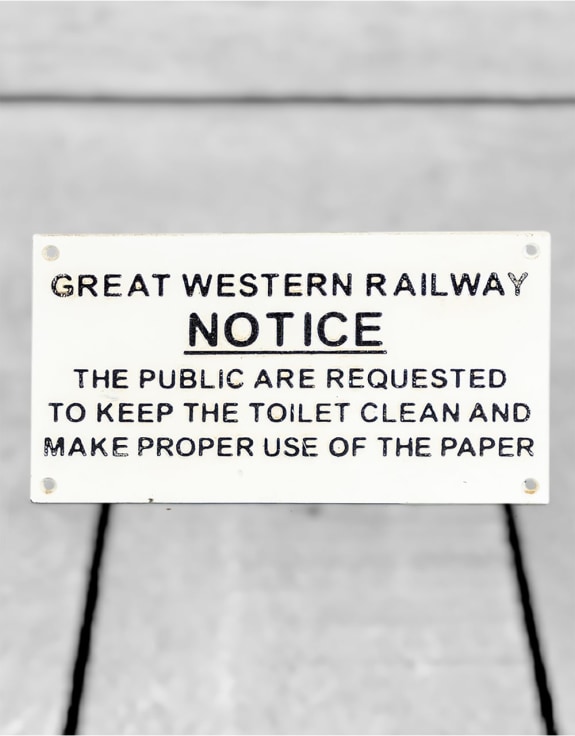 Cast Iron Antiqued GWR Toilet Warning Sign
