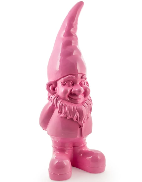 Giant Bright Pink Standing Gnome Figure