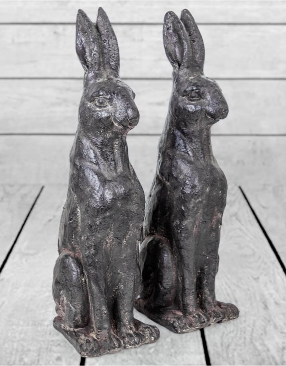 Pair of Large Rustic Rabbit Figures (1 PAIR PER CARTON)