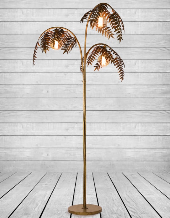 Antique Gold Palm Leaf Floor Lamp