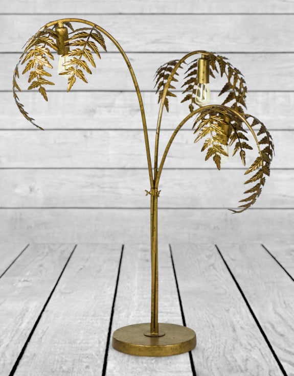 Antique Gold Palm Leaf Table Lamp