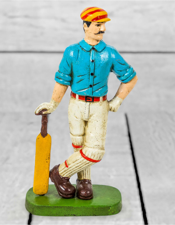 Cast Iron Antiqued Cricketer Door Stop