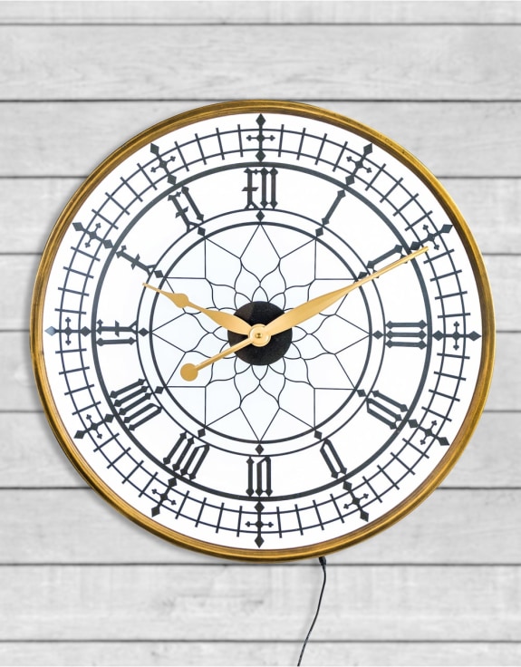 Large Gold Framed Backlit Wall Clock