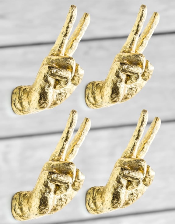 Gold Set of 4 Peace Wall Hands