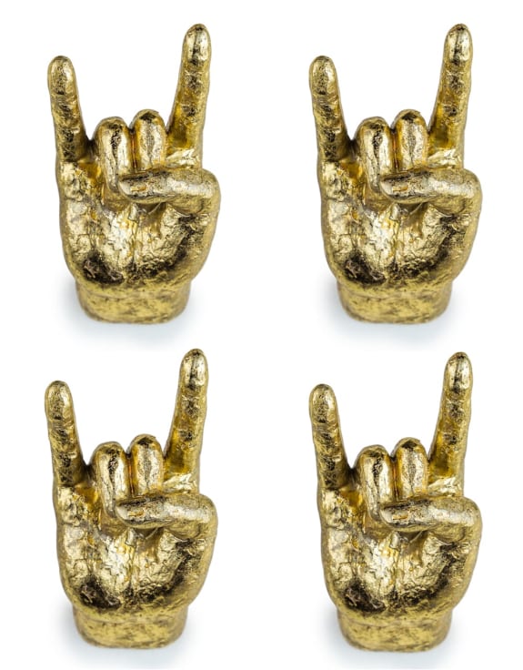 Gold Set of 4 Rock On Wall Hands