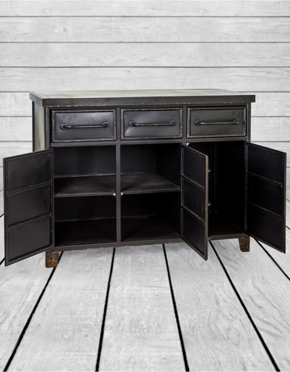 Black Metal "Verne" Multi Drawer Cabinet