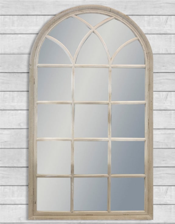 Large French Grey Arch Window Mirror